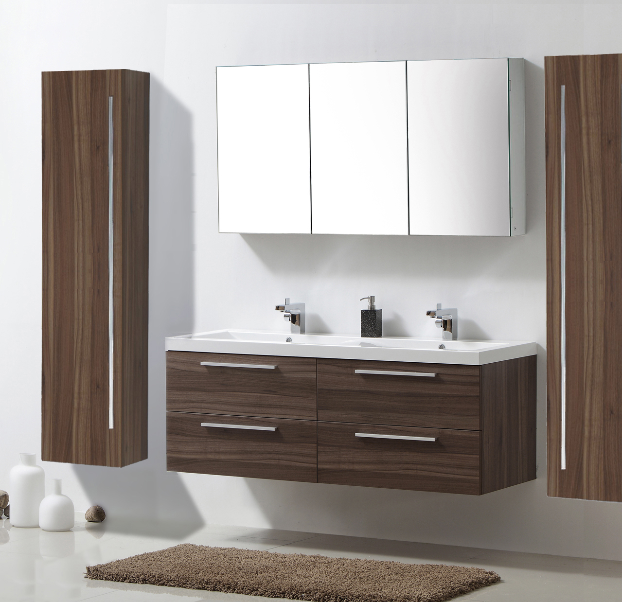 Badmöbelset Doppelwaschbecken Waschtisch Badezimmermöbel Spiegelschrank