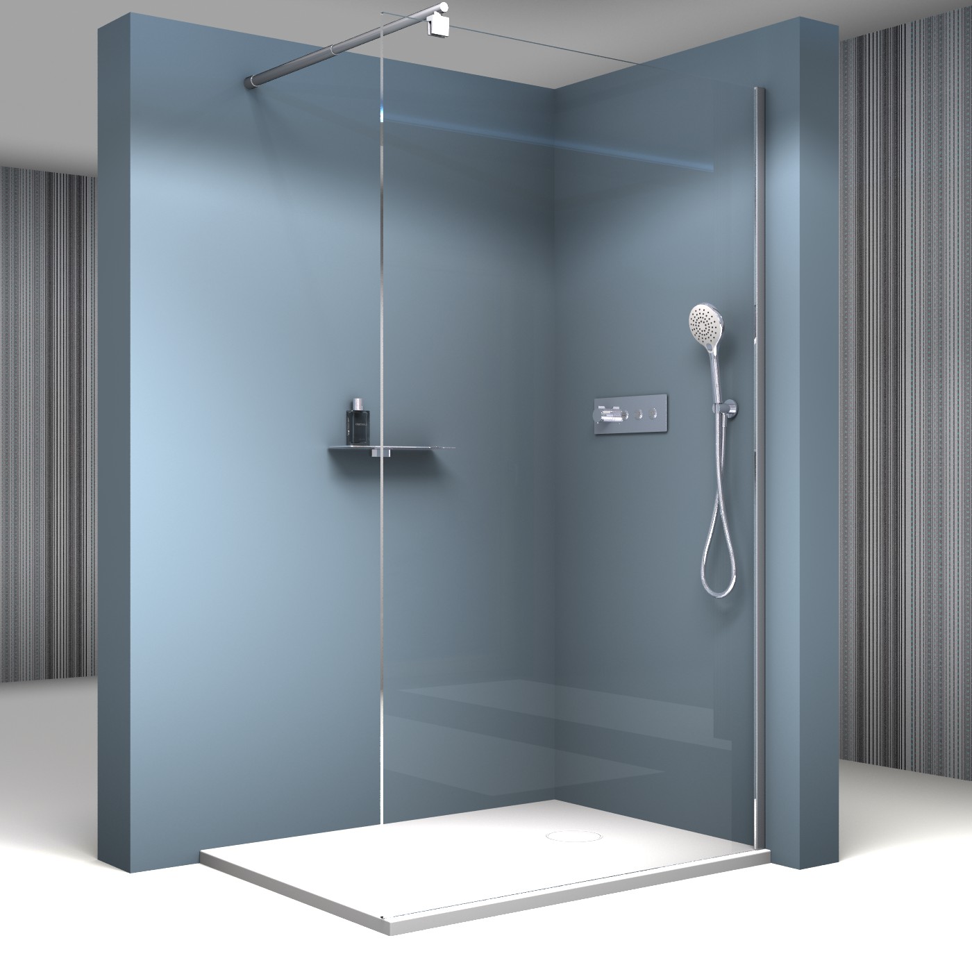 BERNSTEIN Duschwand 150x200 Cm – ESG Echtglas Grau, Nano-Beschichtung, Für Walk-In Dusche