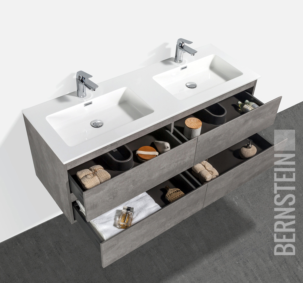 Badmöbel Alice Beton Doppelwaschtisch Waschtisch Badezimmermöbel