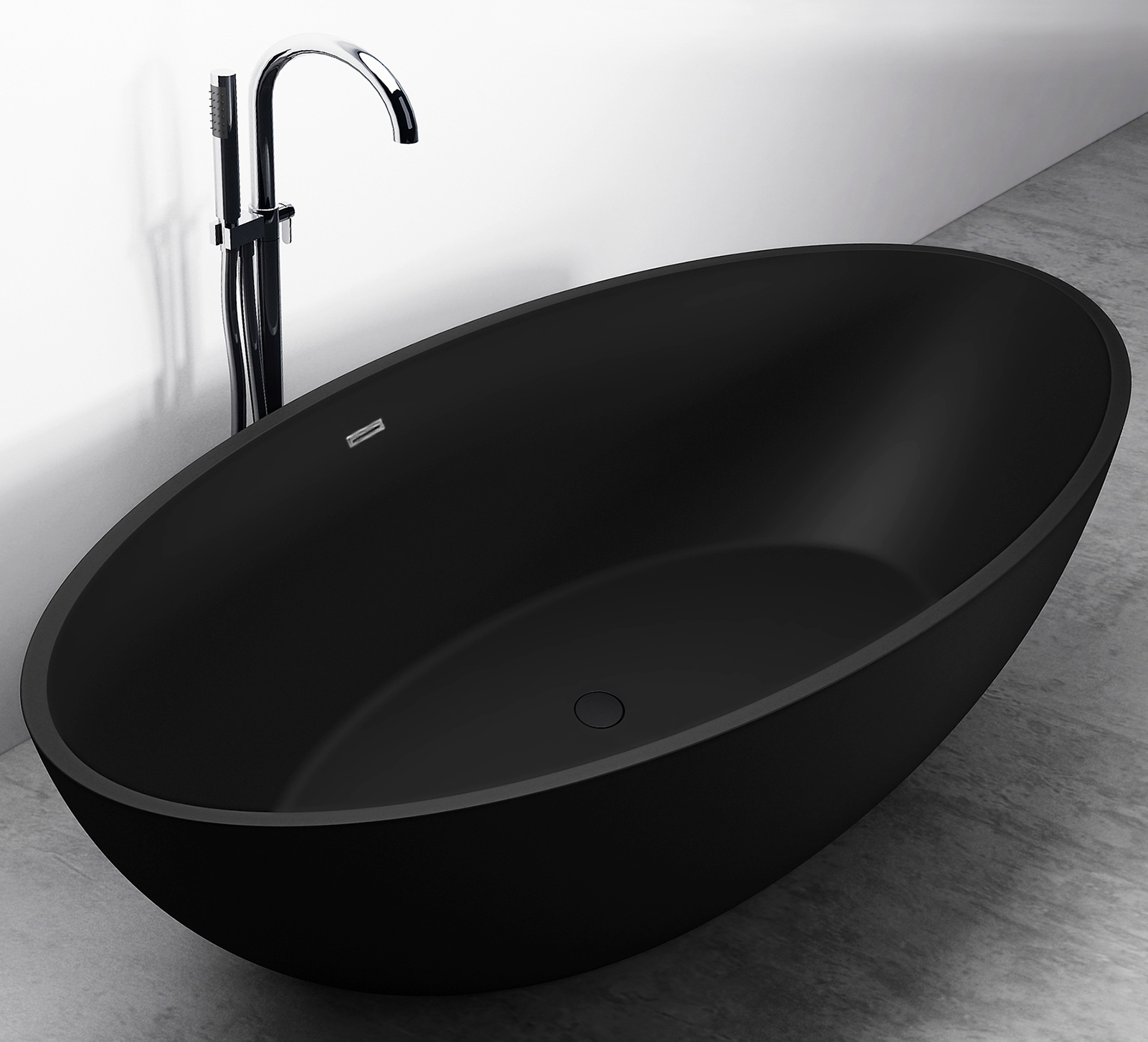 Freestanding Bathtub from mineral cast Relax Black Matt 176x103cm eBay