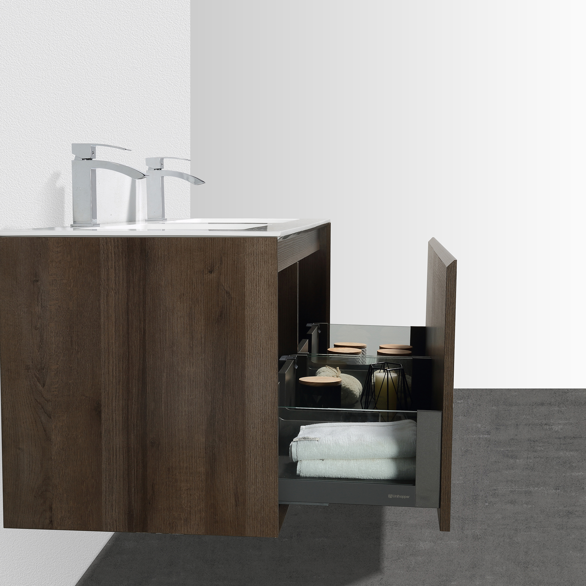 Badmöbel-Set Freya 1900 Holz Optik mit LED Beleuchtung | eBay