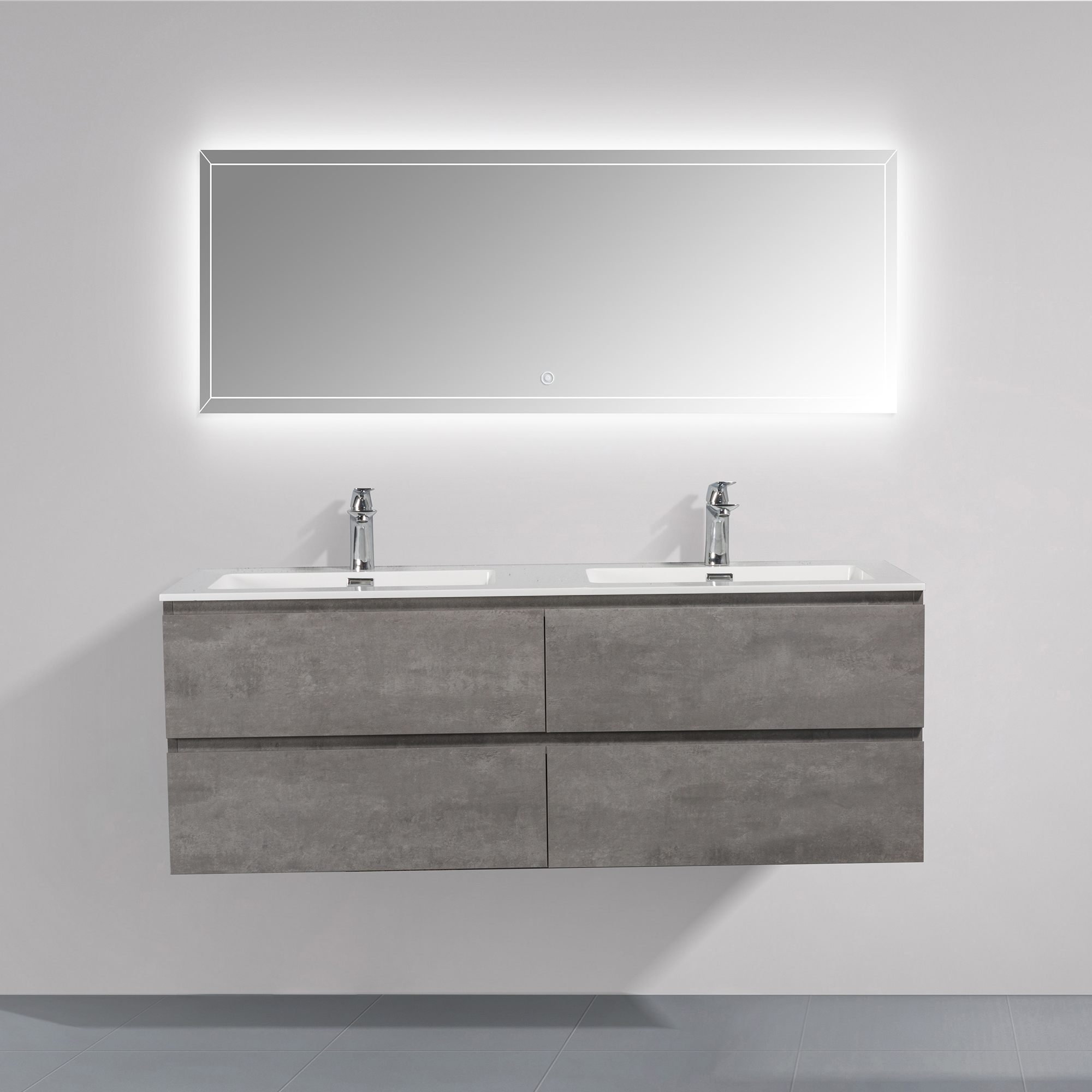 Badmöbel Alice Beton Doppelwaschtisch Waschtisch Badezimmermöbel