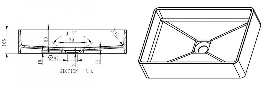 Aufsatzwaschbecken Waschtisch Waschbecken Aqua Mineralguss Stone Matt