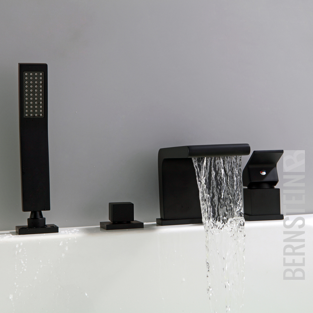 Wannenrandarmatur Fliesenrandarmatur Schwarz Design 4 Loch ...