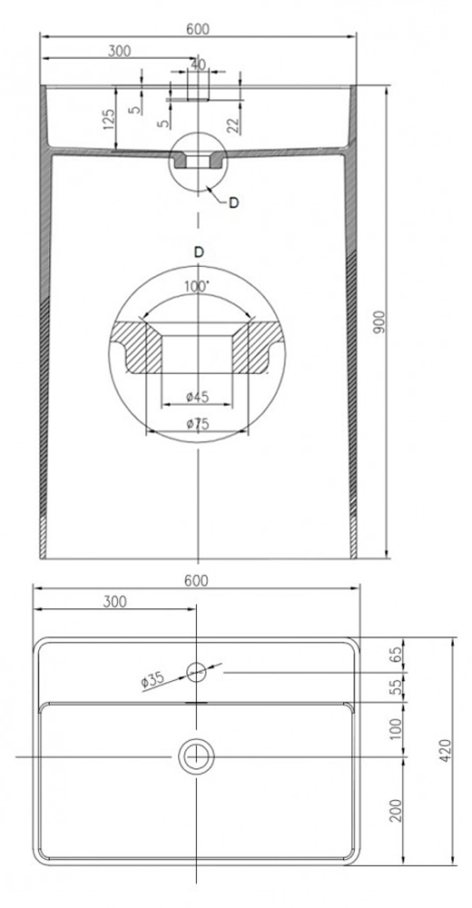 Freistehendes Waschbecken aus Mineralguss PB2022 weiß Solid Stone | eBay